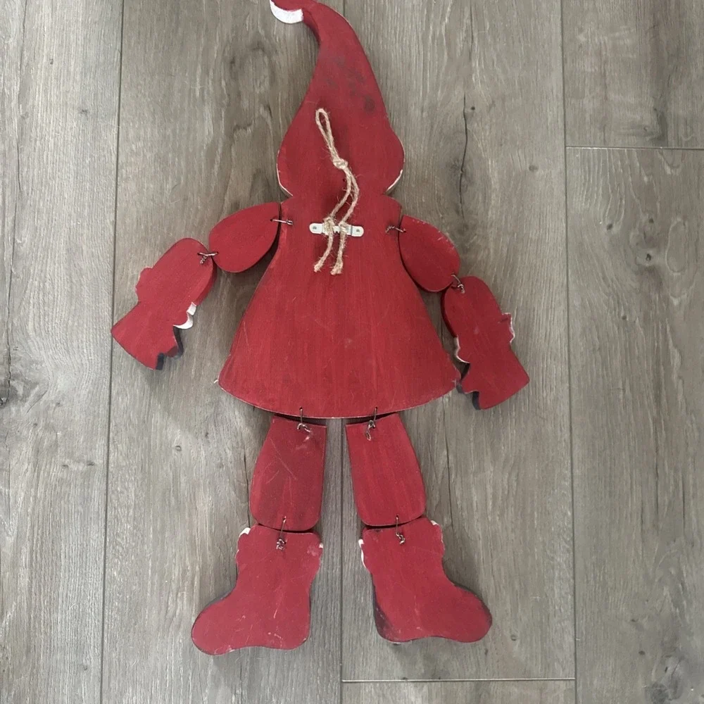 Vtg 90s Hanging Santa Claus Wood 22